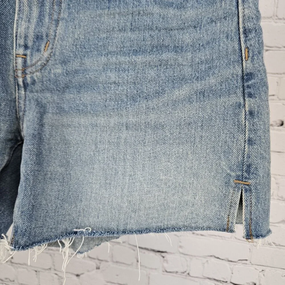 Madewell Blue Relaxed Mid-Length Denim Shorts High Rise Raw Hem 25 (29x5) - Picture 10 of 11